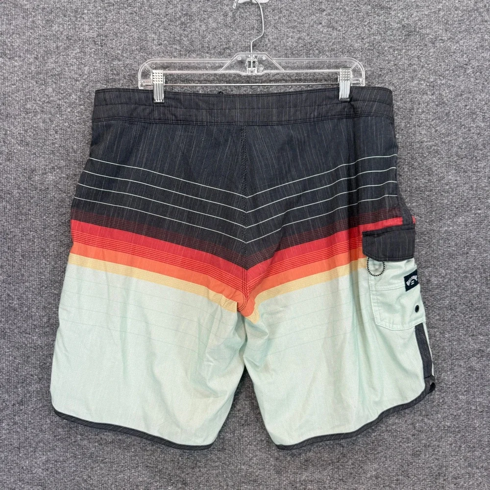 Billabong Board Shorts Mens 38 Mint Green‎ Striped 73 Pro Recycler Swim Trunks